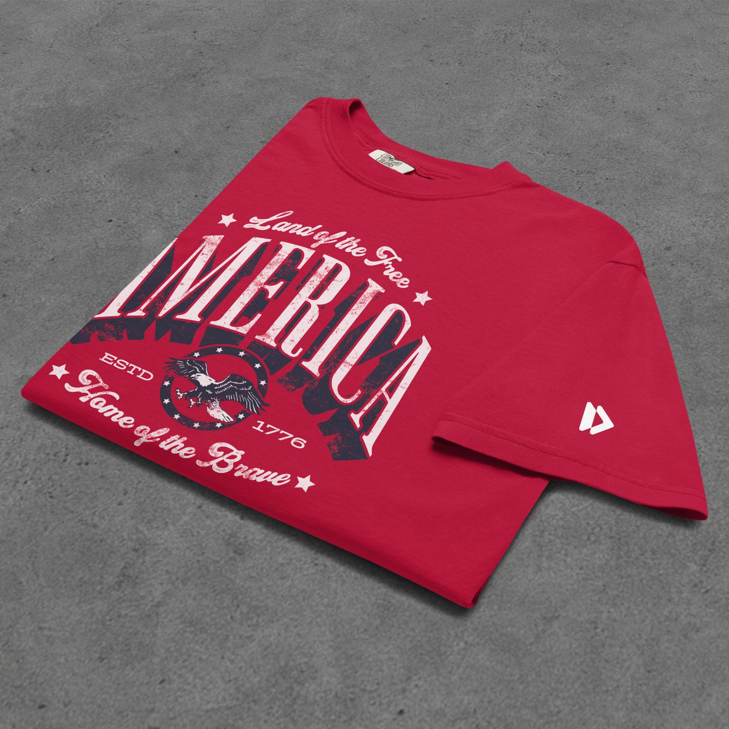 America — Land of the Free, Home of the Brave | Patriotic Tee - Red