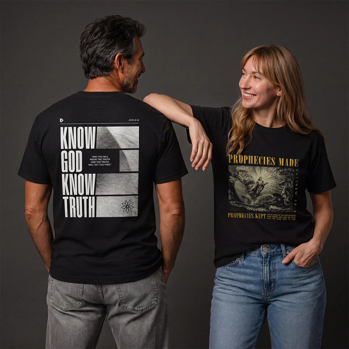 Male and female featuring T-shirts