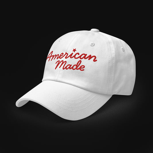 American Made — Patriotic | Dad Hat - White
