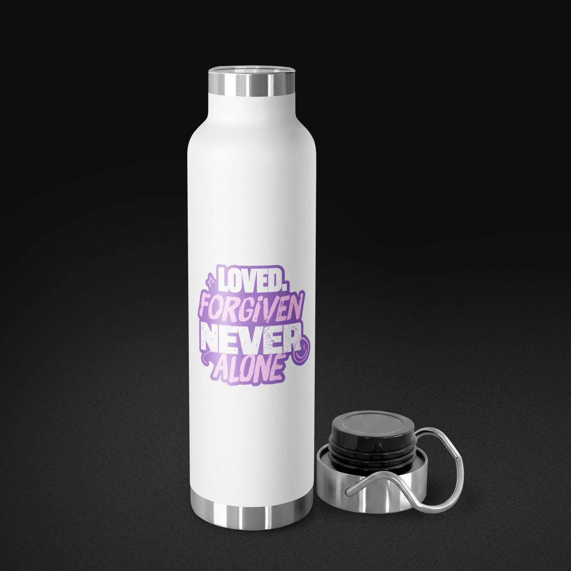 Loved. Forgiven. - Copper Insulated Bottle - FRONT LID OFF
