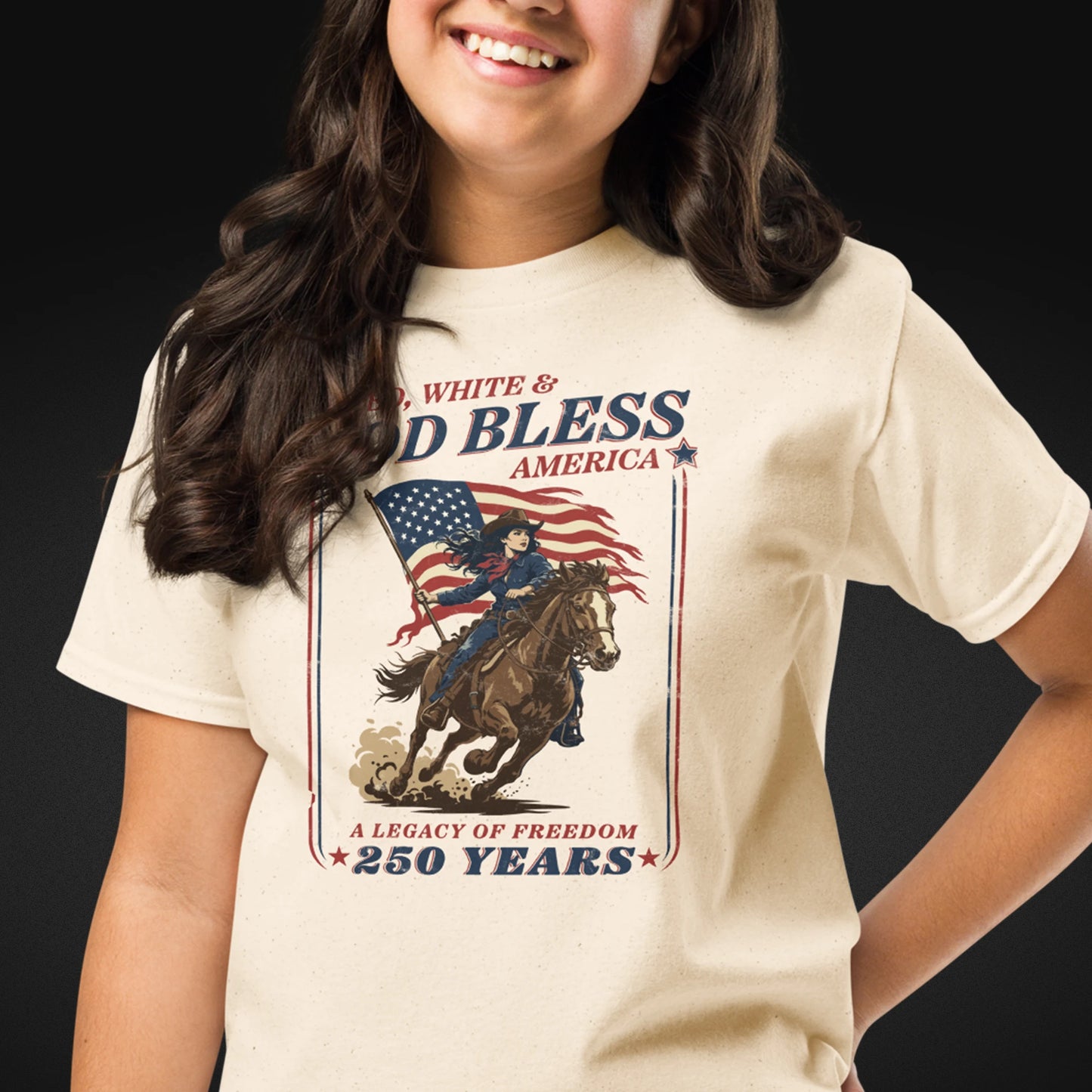Red, White & God Bless America | Girls' Patriotic Faith Tee