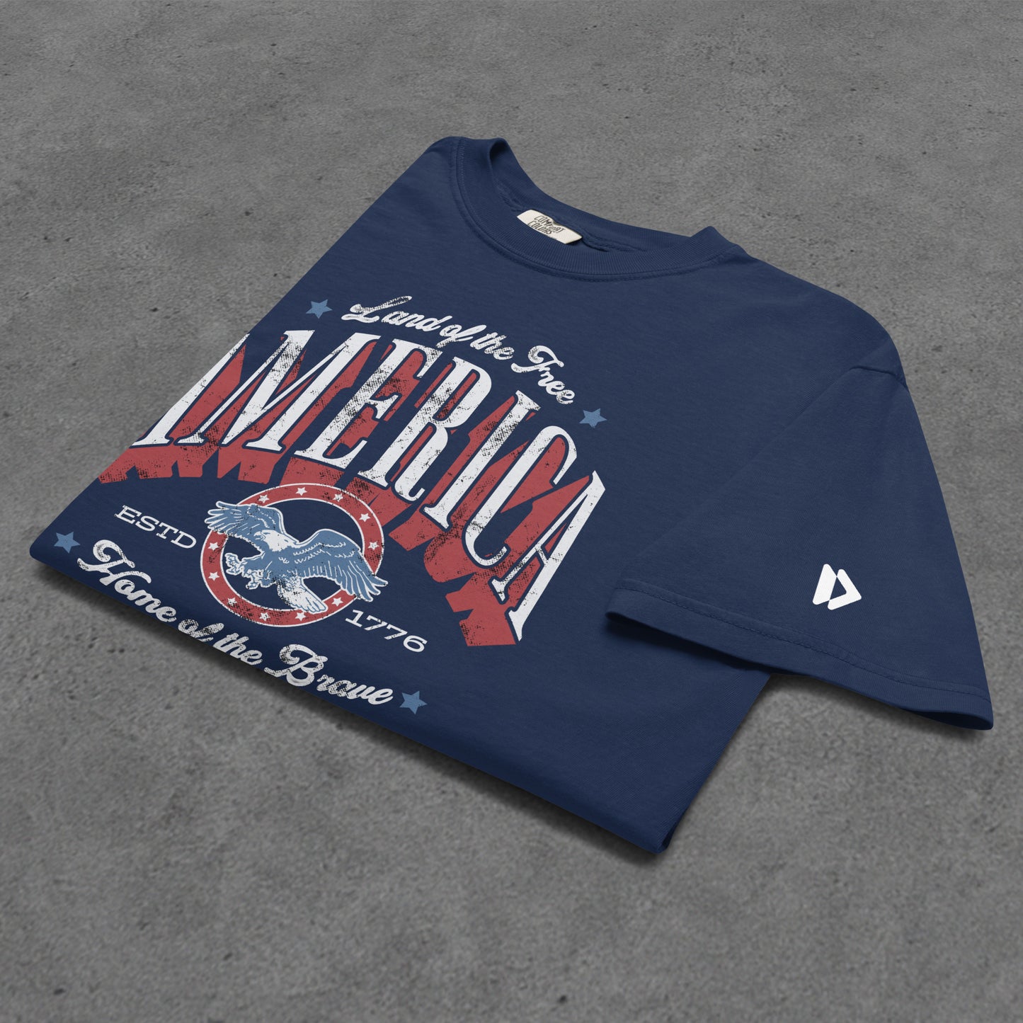 America — Land of the Free, Home of the Brave | Patriotic Tee - Navy