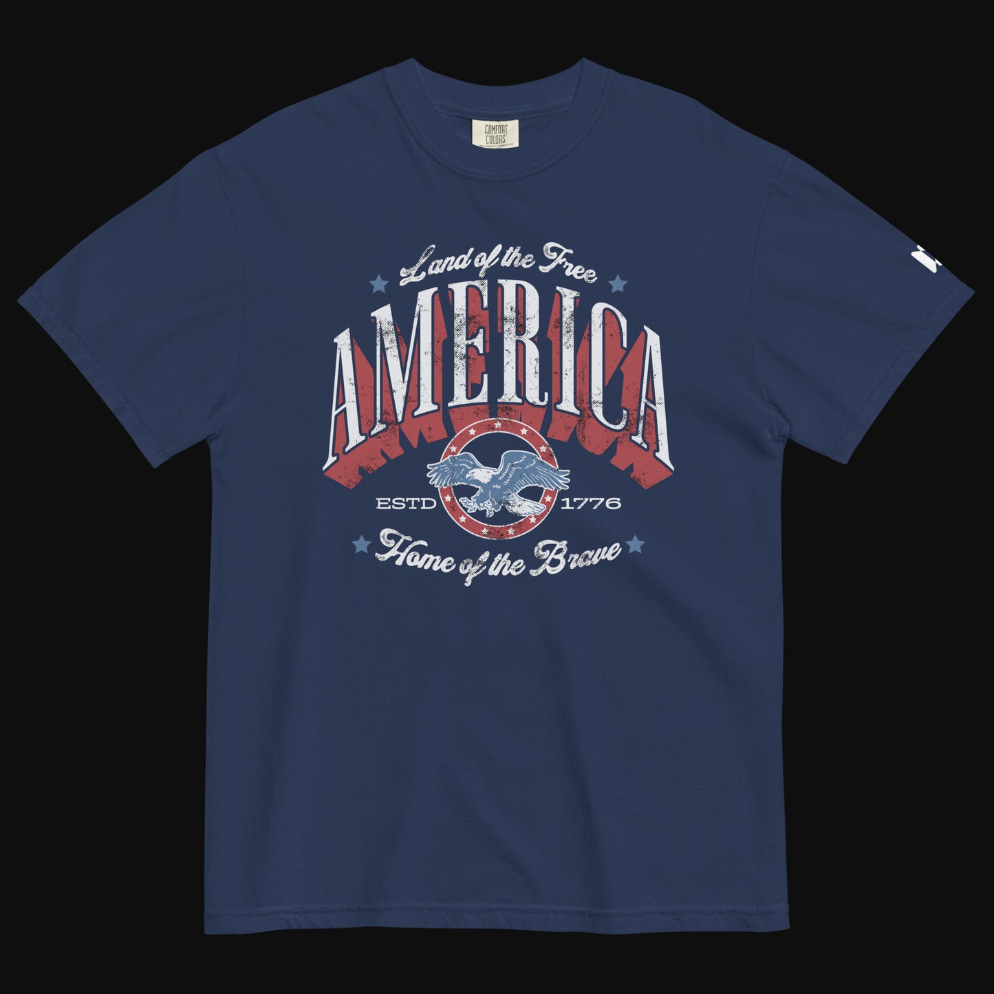 America — Land of the Free, Home of the Brave | Patriotic Tee - Navy