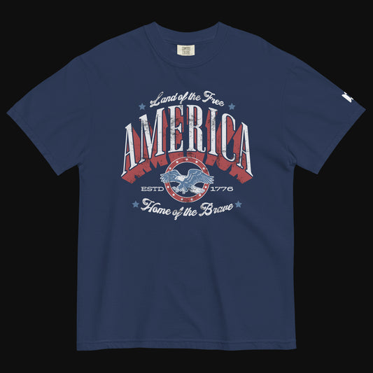 America — Land of the Free, Home of the Brave | Patriotic Tee - Navy