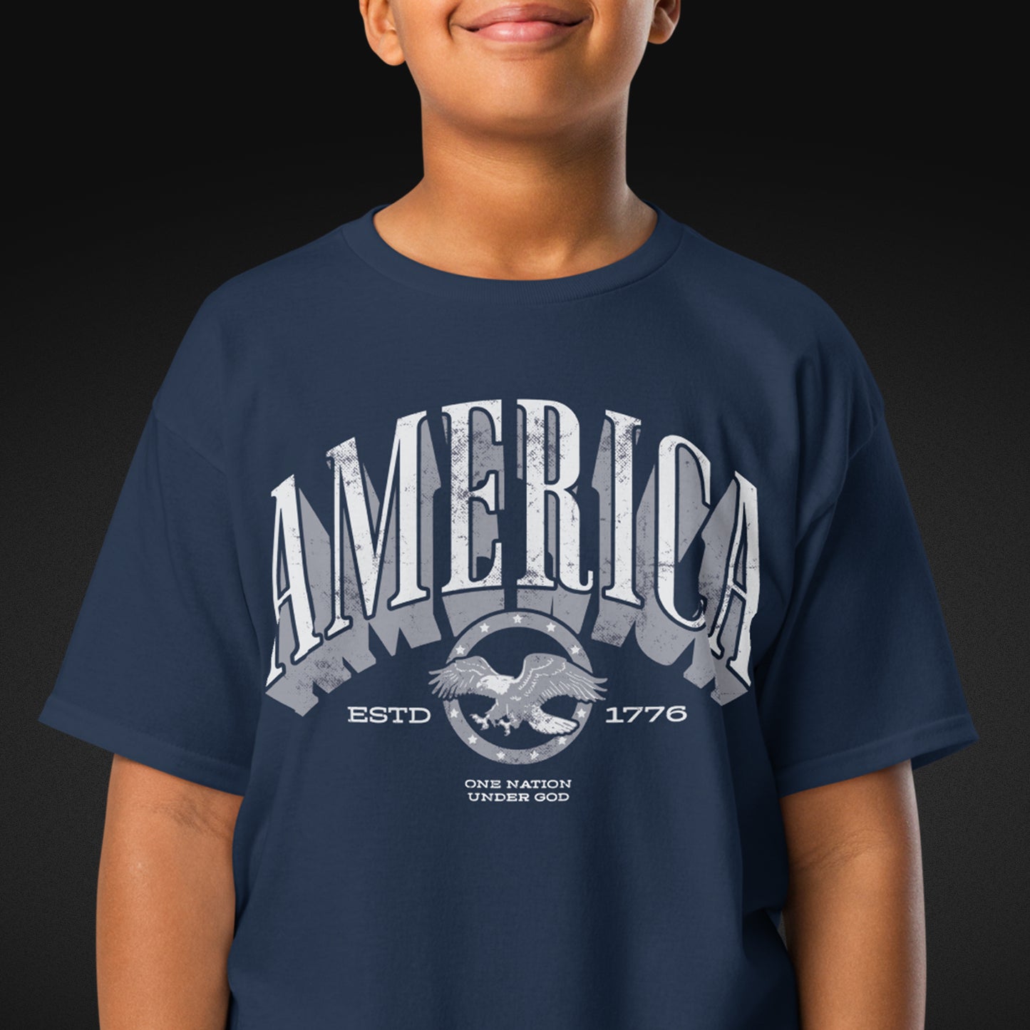 America 1776 — One Nation Under God | Patriotic Youth Tee - Navy