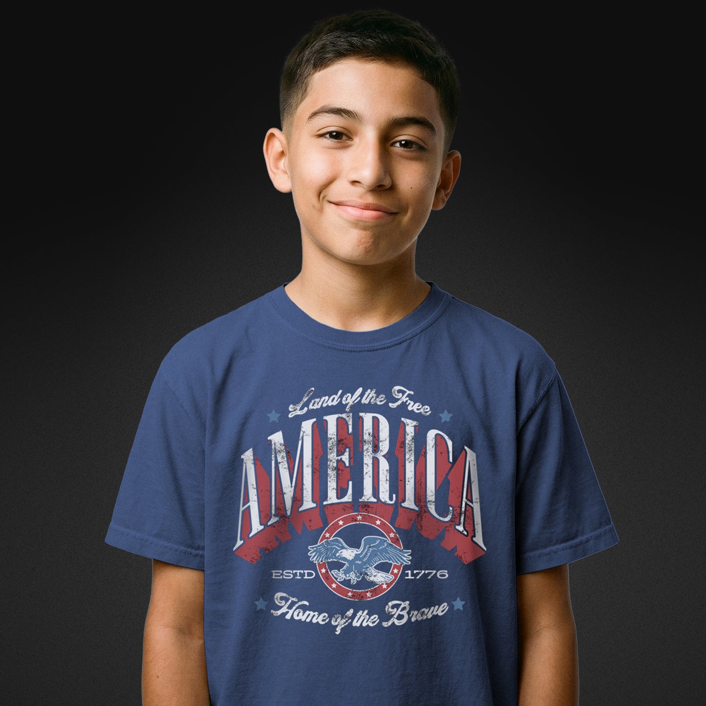 Land of the Free, Home of the Brave | Youth Patriotic Tee - Navy