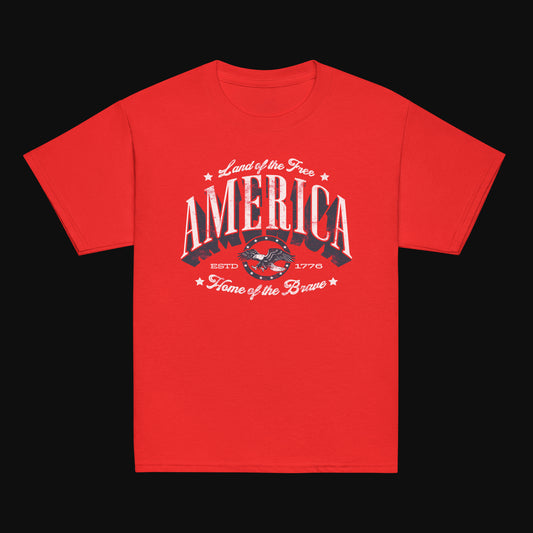 Land of the Free, Home of the Brave | Youth Patriotic Tee - Red