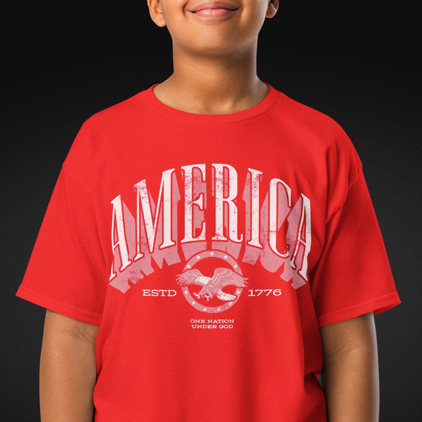 America 1776 — One Nation Under God | Patriotic Youth Tee - Red