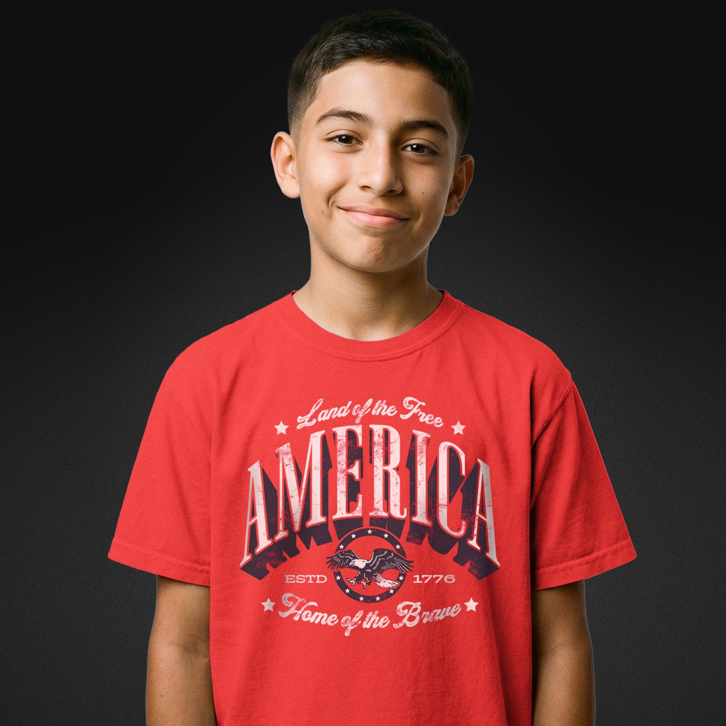 Land of the Free, Home of the Brave | Youth Patriotic Tee - Red