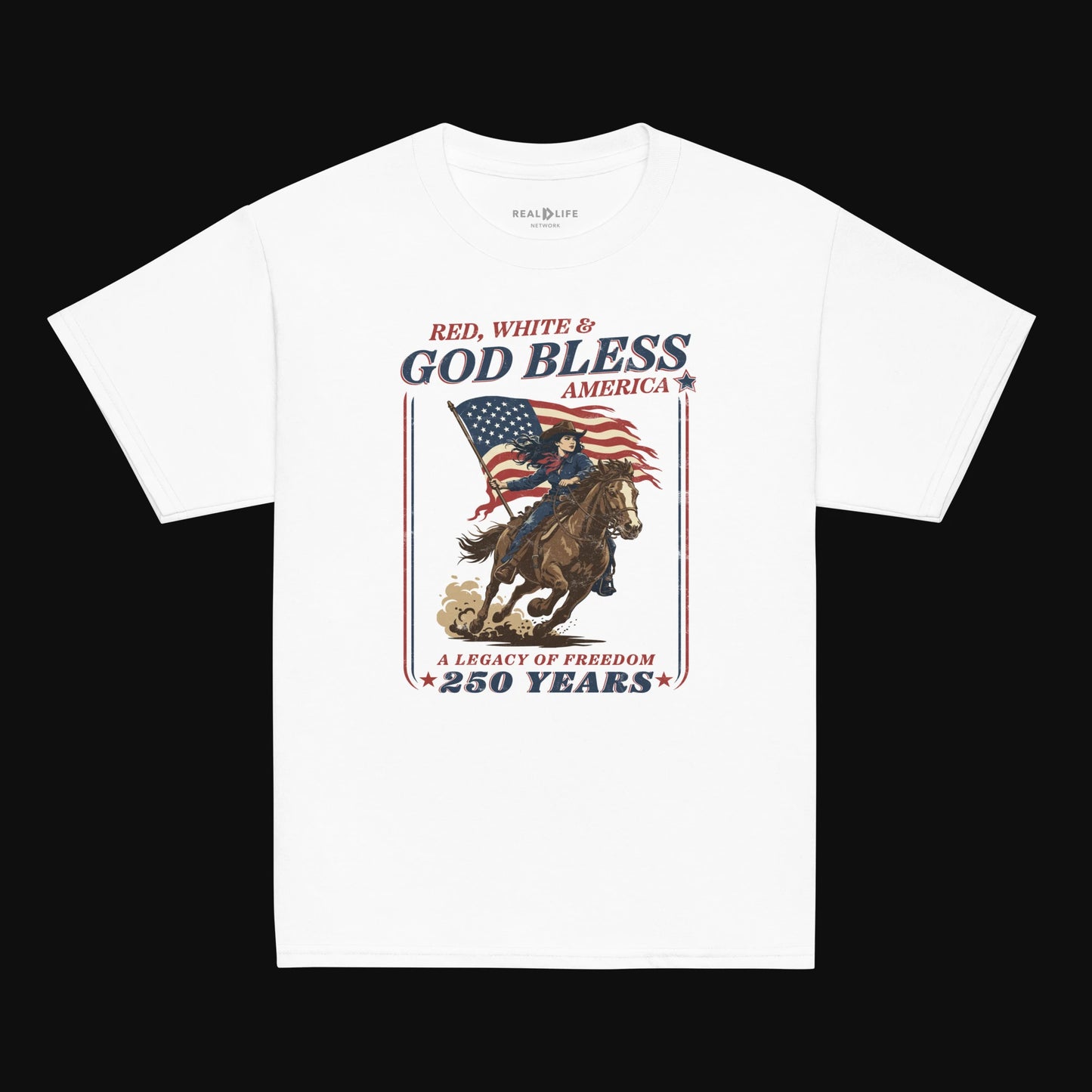 Red, White & God Bless America | Girls' Patriotic Faith Tee