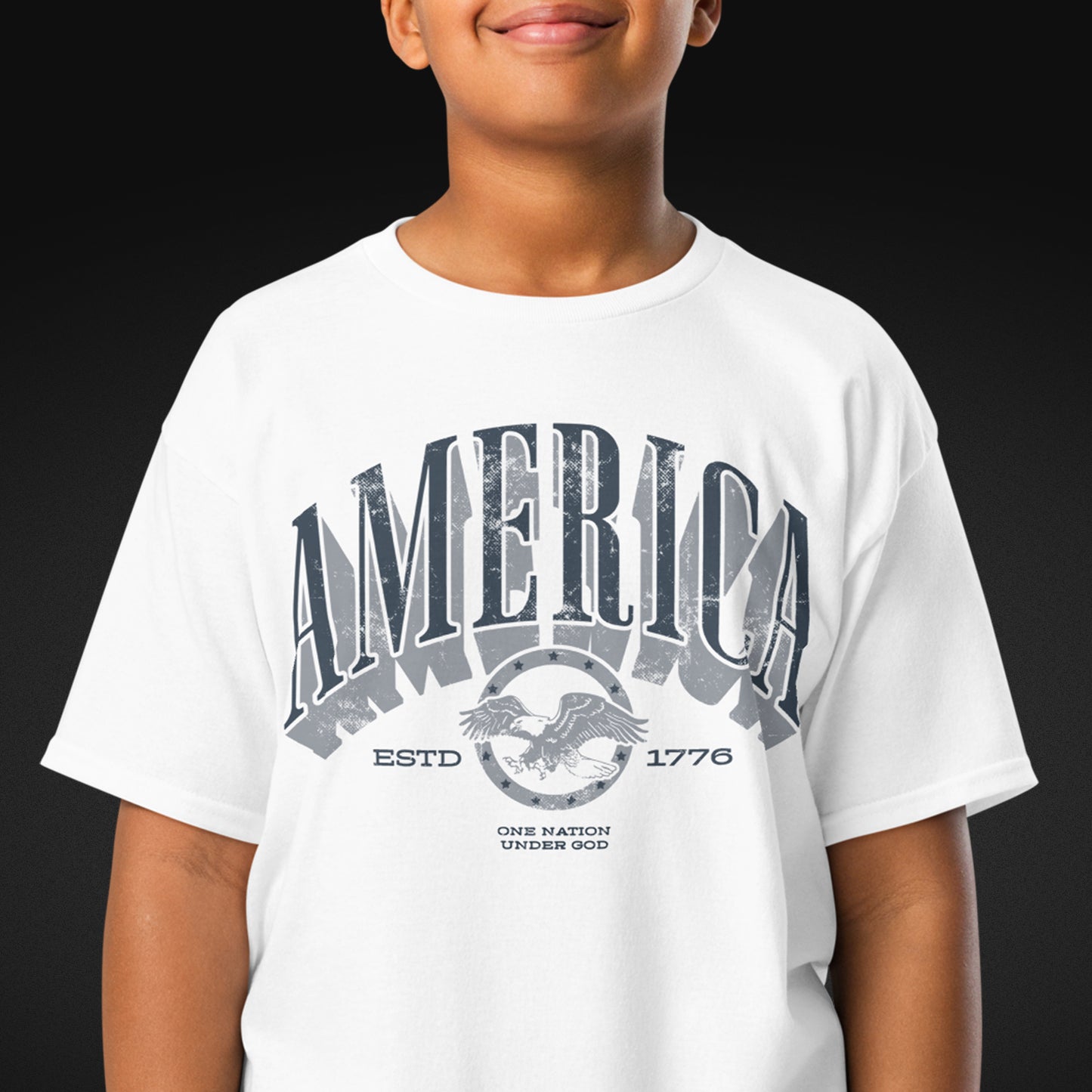 America 1776 — One Nation Under God | Patriotic Youth Tee - White