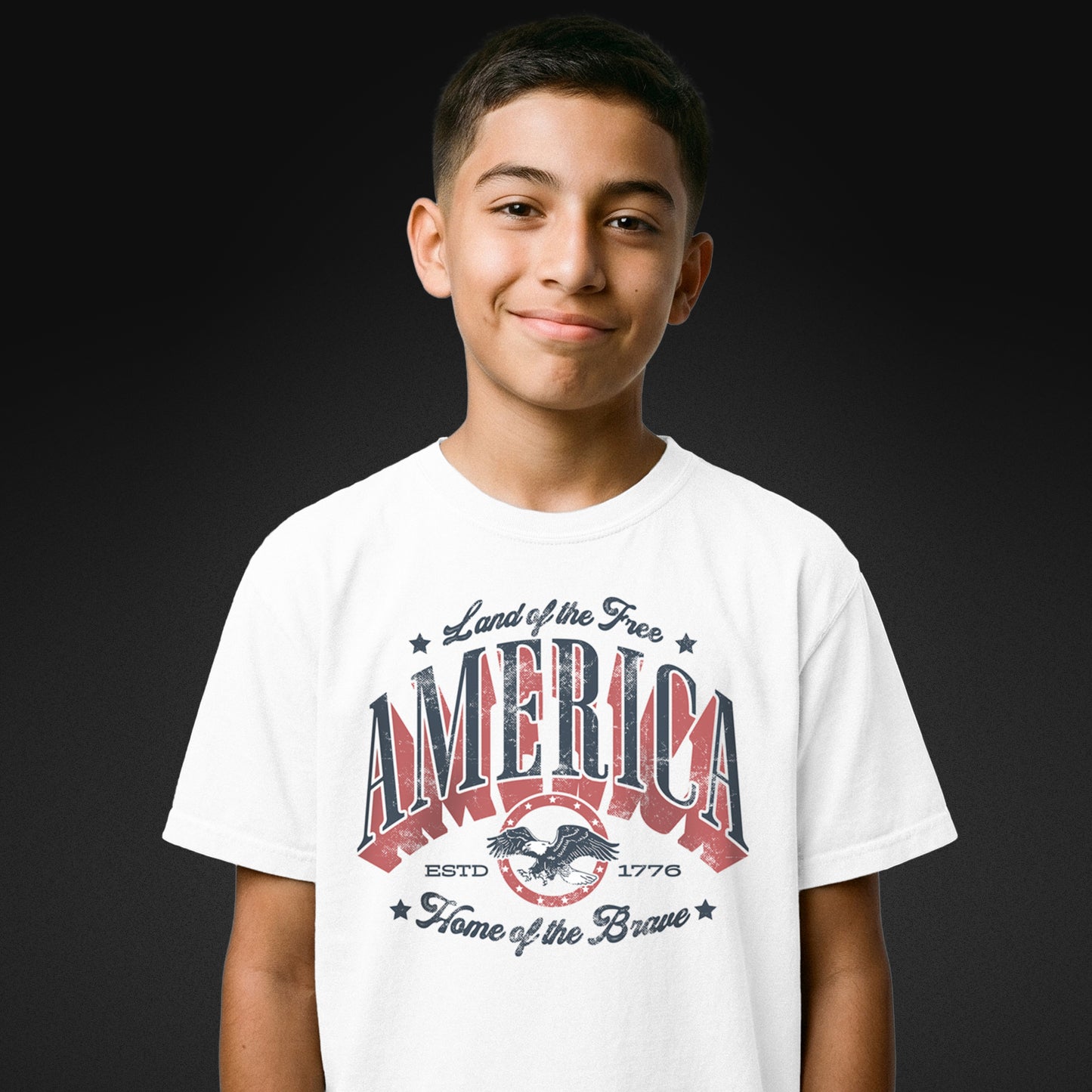 Land of the Free, Home of the Brave | Youth Patriotic Tee - White