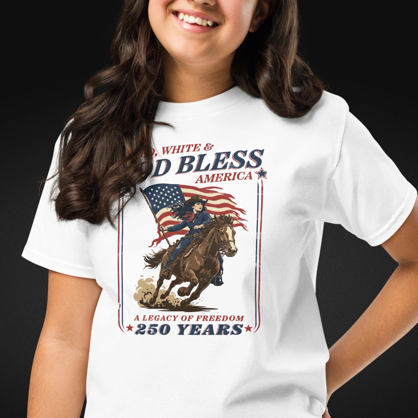Red, White & God Bless America | Girls' Patriotic Faith Tee